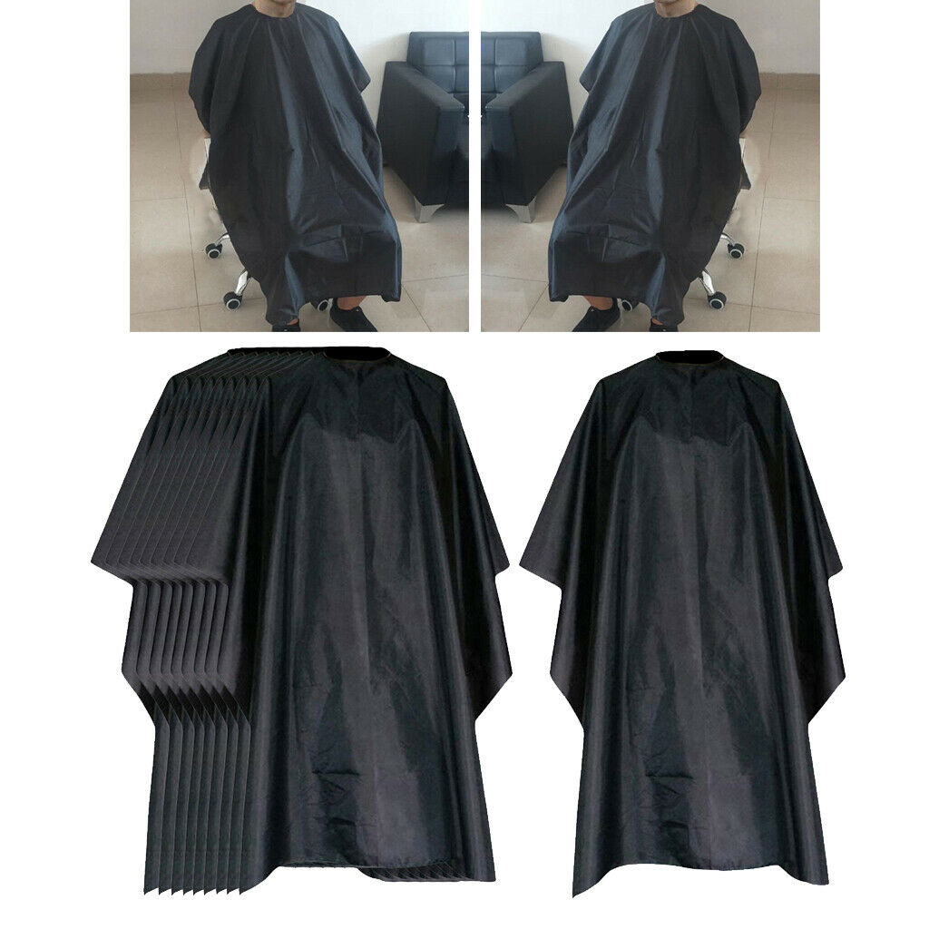 10Pcs Waterproof Salon Styling Capes Barber Shop Hair Dyeing Perm Gown Black