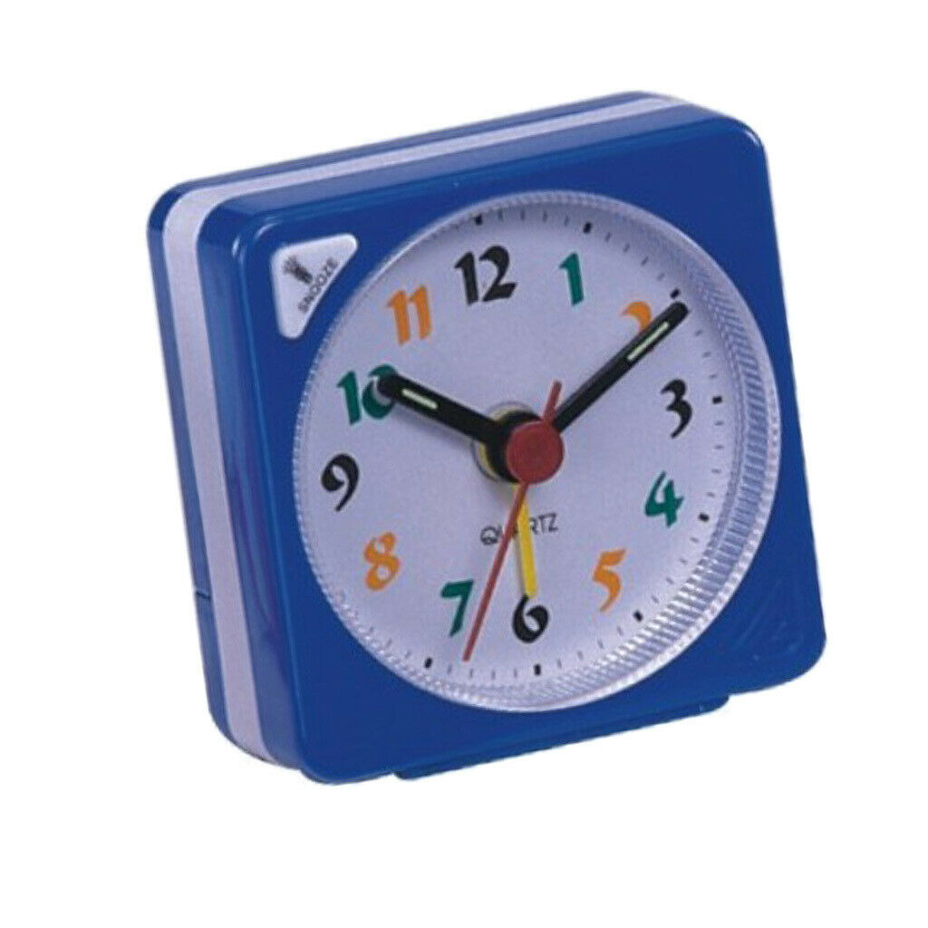 2pcs  Travel Clock Gradient Sound Desk Alarm Clock Snooze -Blue