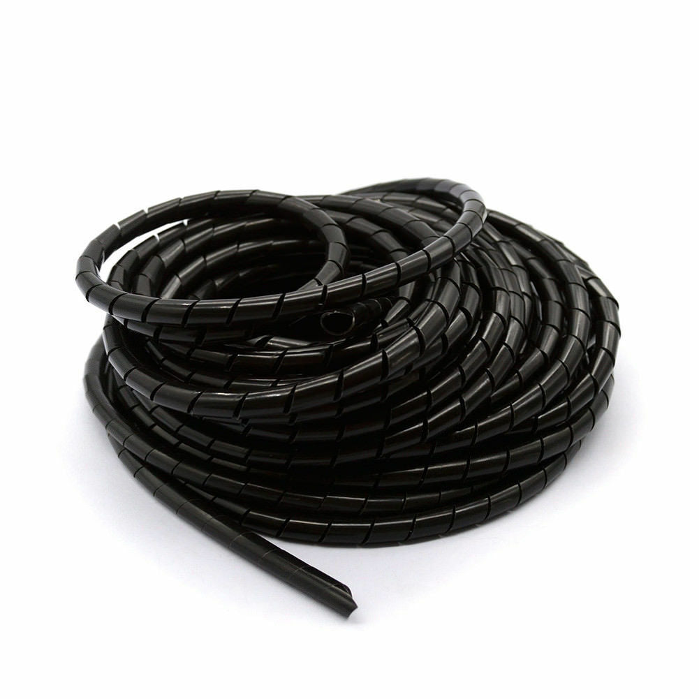 Electrical Wire Cable Protection 8mm Tube Spiral Wrap Hose 13meter Black durable