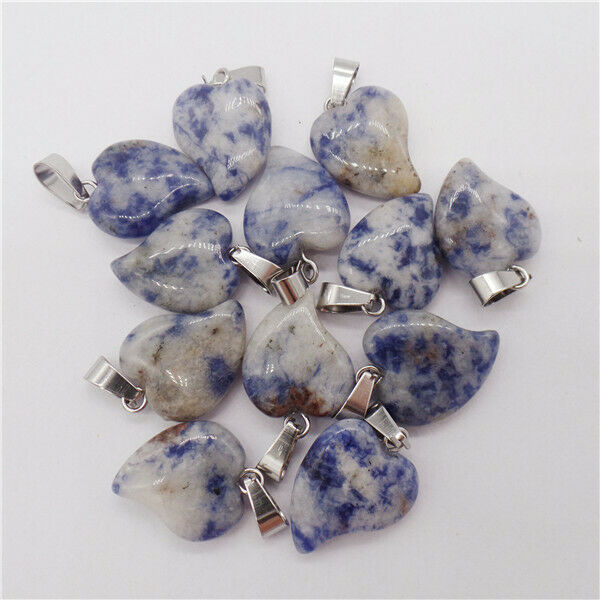 15Pcs 19x17x6mm Natural Blue Sodalite Heart Pendant Bead Jewelry Making HH9558