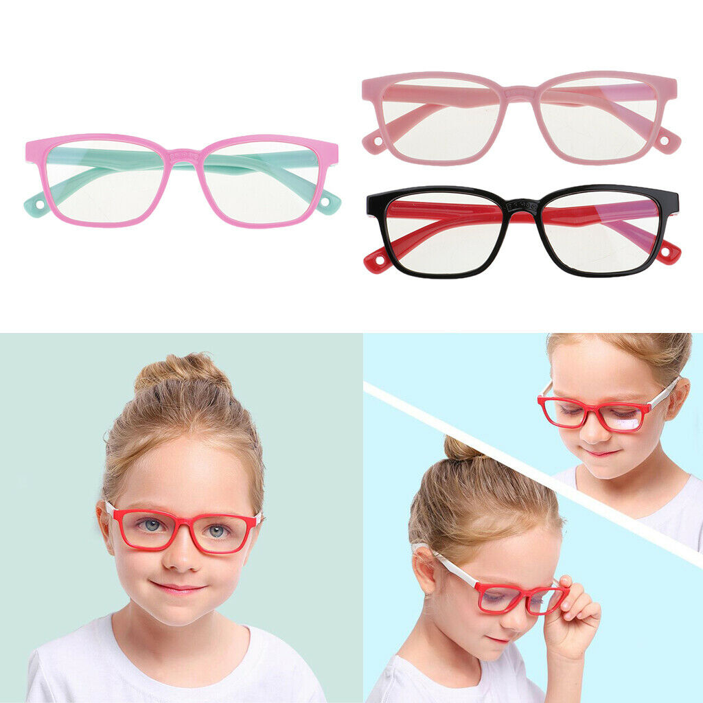3pcs Kids Stylish Eye Glasses Anti Blue Light Silicone Frame Glasses Goggles