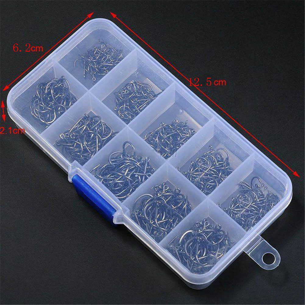 500pcs Assorted Sharpened Metal Fishing Hooks Tackle LuresBaits10Size+Box BDAU