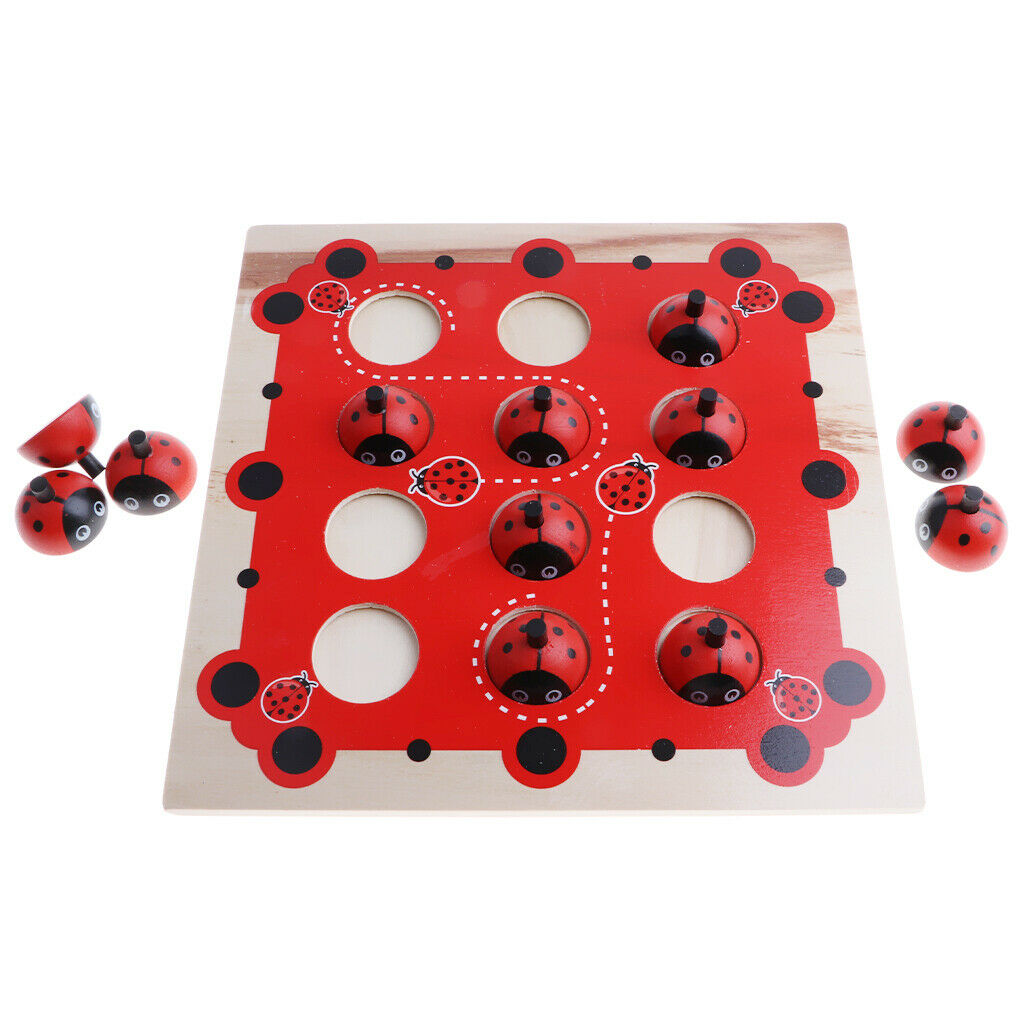 Wooden Ladybird Animal Board Matching Memory Training Puzzle Game Preschool
