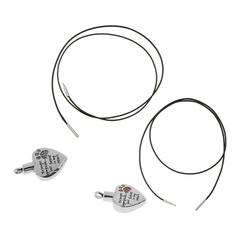 4 Pieces Stainless Steel Heart Ash Urn Pendant Memorial Cremation Wax Cord