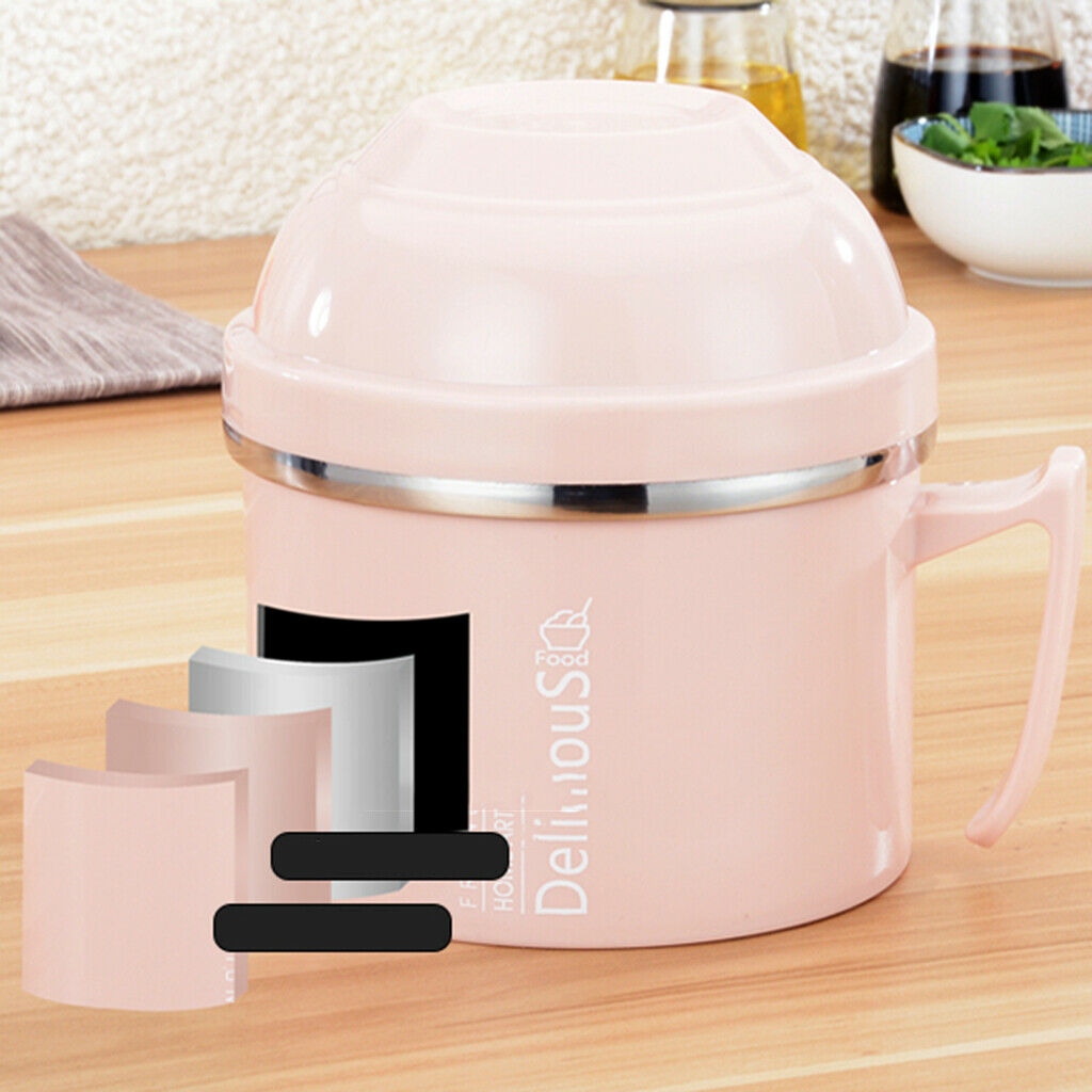 Stainless Steel 3 tier thermal bento Lunch Box Snack Cup With Soup Bowl Pink