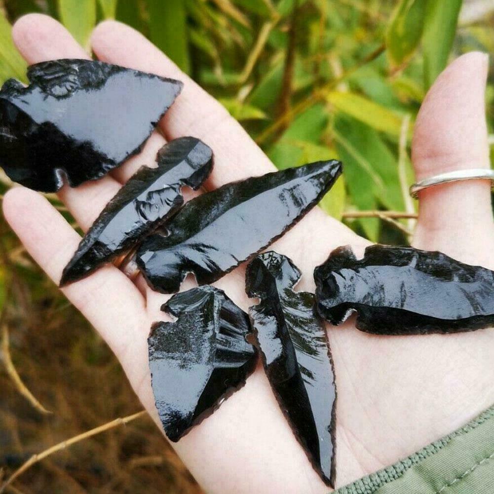 Natural Obsidian Carved Arrowhead Healing Crystal Collection Gift New R4L7