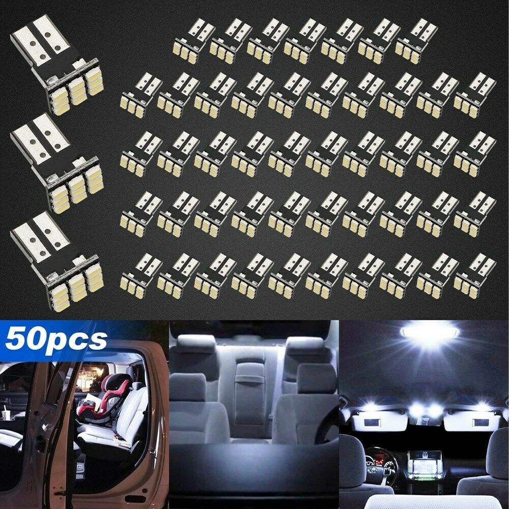 50 PCS Wedge 9-SMD Super White T10 Interior LED Light bulbs W5W 194 168 2825 158