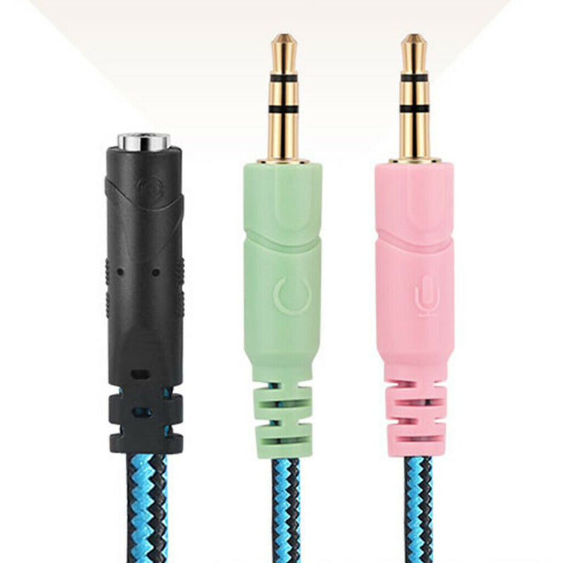3.5mm 1/8'' 3 Rings 1 Female to 2 Male Plugs Stereo Audio Y Splitter Cable