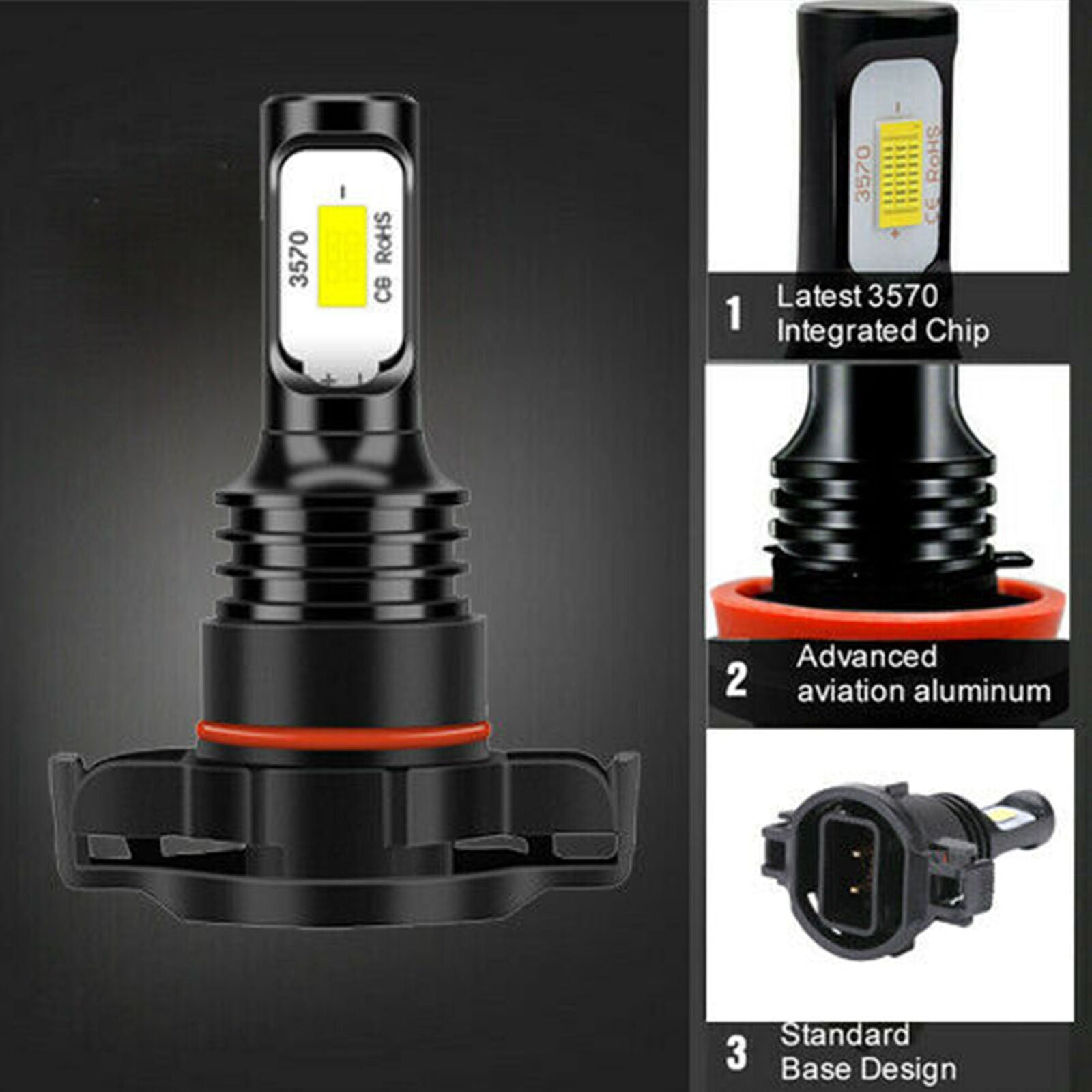 2PCS 5202 6000K LED Headlight Fog Light Bulbs For 2014 2015 GMC Sierra 1500