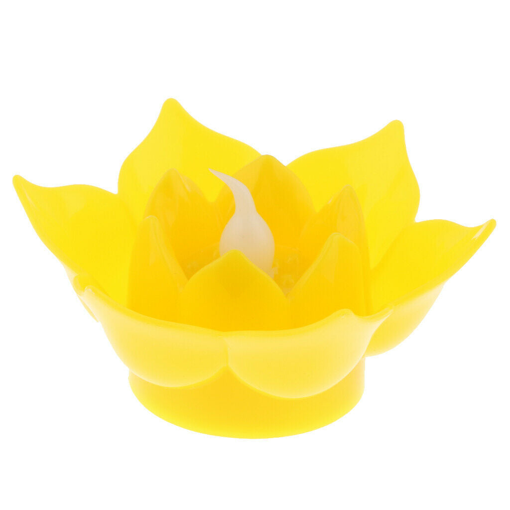 LED Lotus Lamp Floating Water Wishing Artificial Candle Lights Yellow