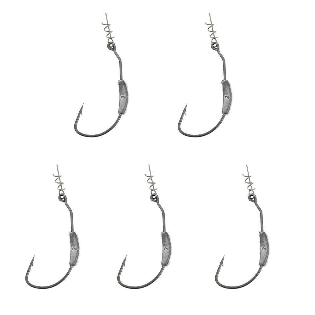 15Pcs Weighted Spring Twist Lock Fishing Hooks Worms Lures 2/3/5g Springs