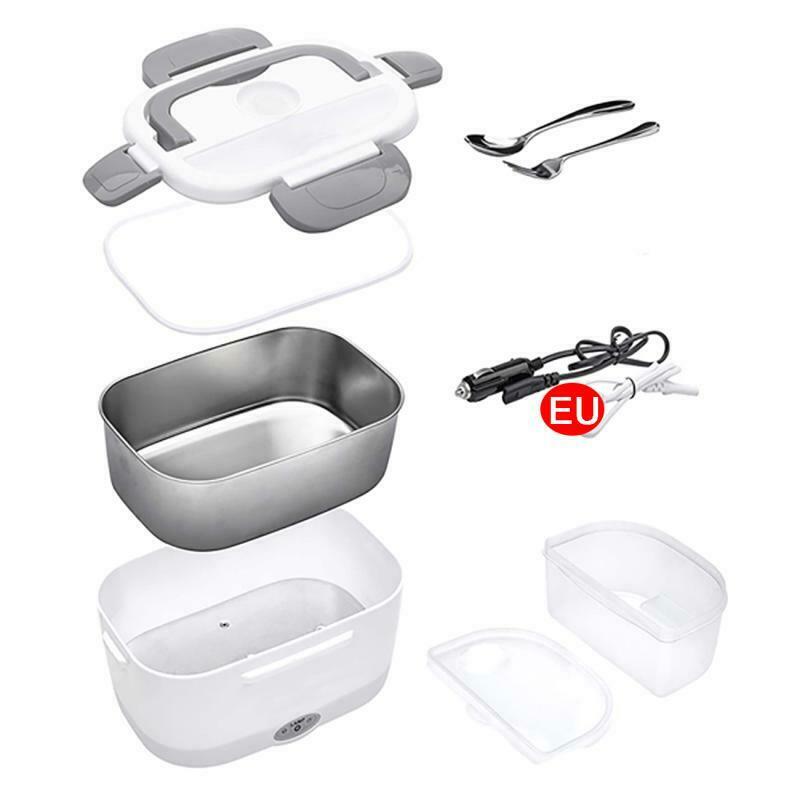 220V 12V Stainless Steel Electric Heating Lunch Box Car Food Warmer Heater Set