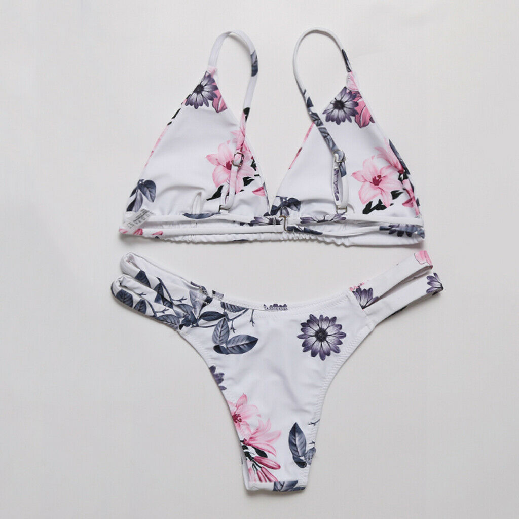 Women Floral Bikini Set Bra Top Swimwear Bathing Suit Swimsuit M