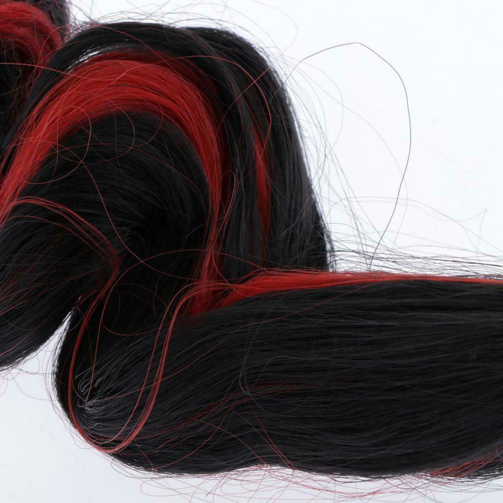 Helmet Braids Ponytail Motorcycle Helmet Curly Wig Black + Red