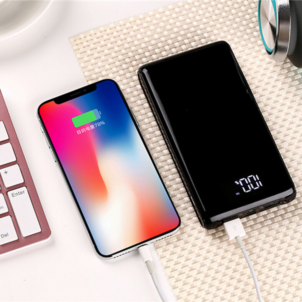 Dual USB  6x 18650 External Backup Battery Charger Box Case