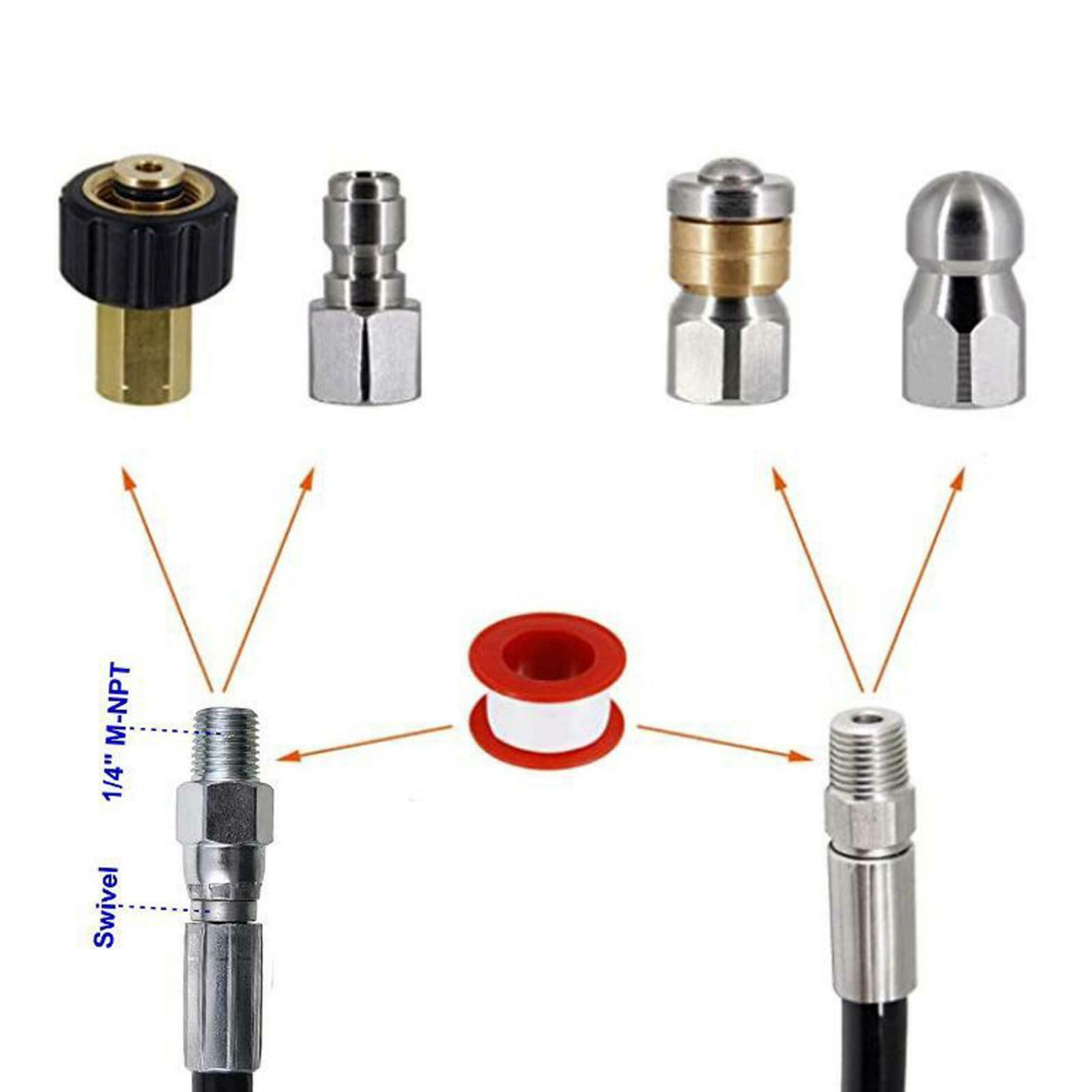 Sewer Jetter Kit for Pressure Washer 49FT Cleaner Hose 5800PSI NPT 1/4'' Hose