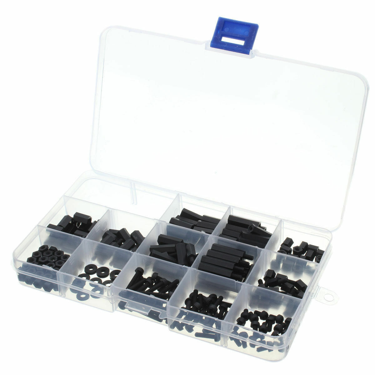 260PCS Assorted M3 Nylon Hex Black M-F Plastic Spacer Set Screw Nut Box Pack