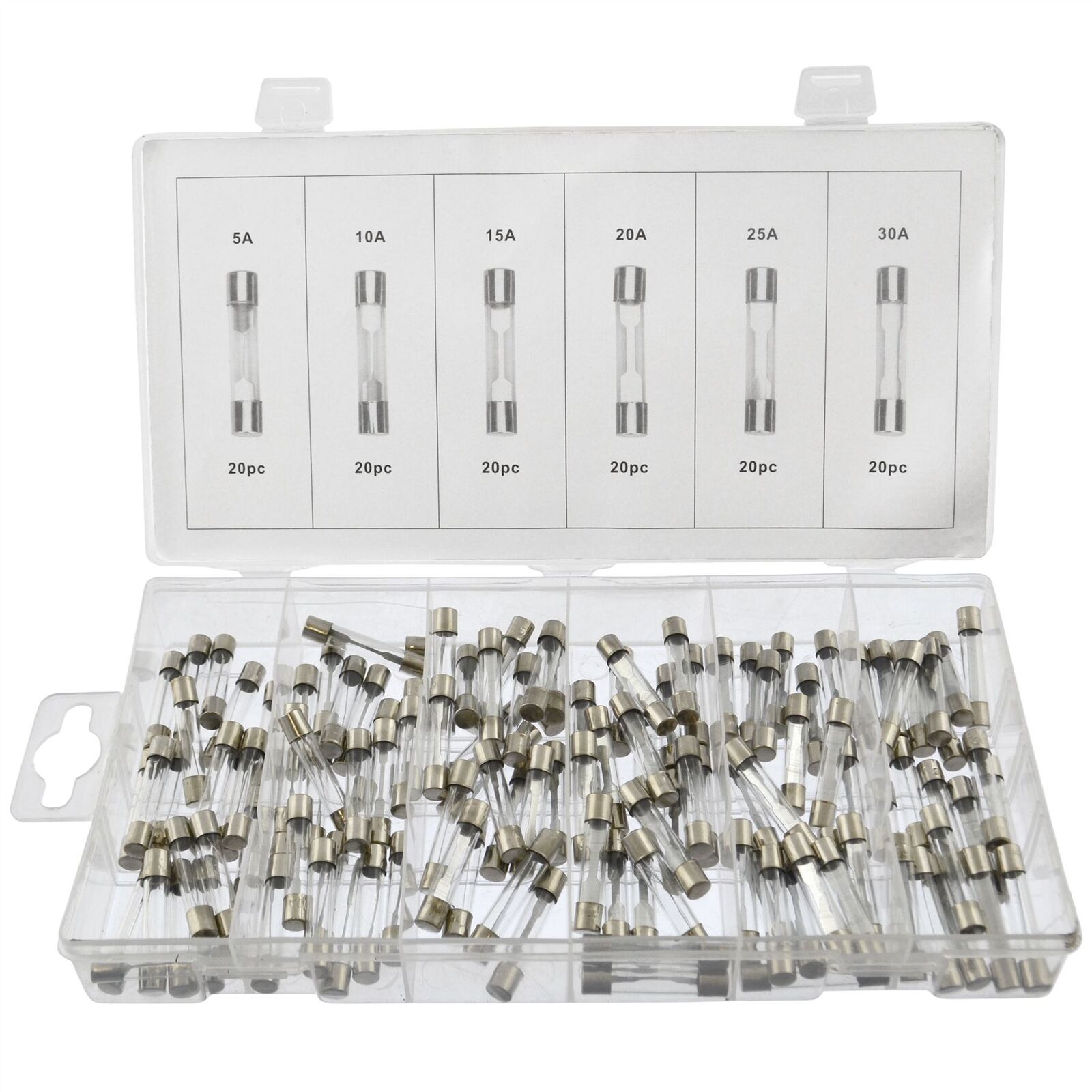 120Pc Car Fuse Glass Fuse Insert Type 12V Small Truck Universal Car 24V Square