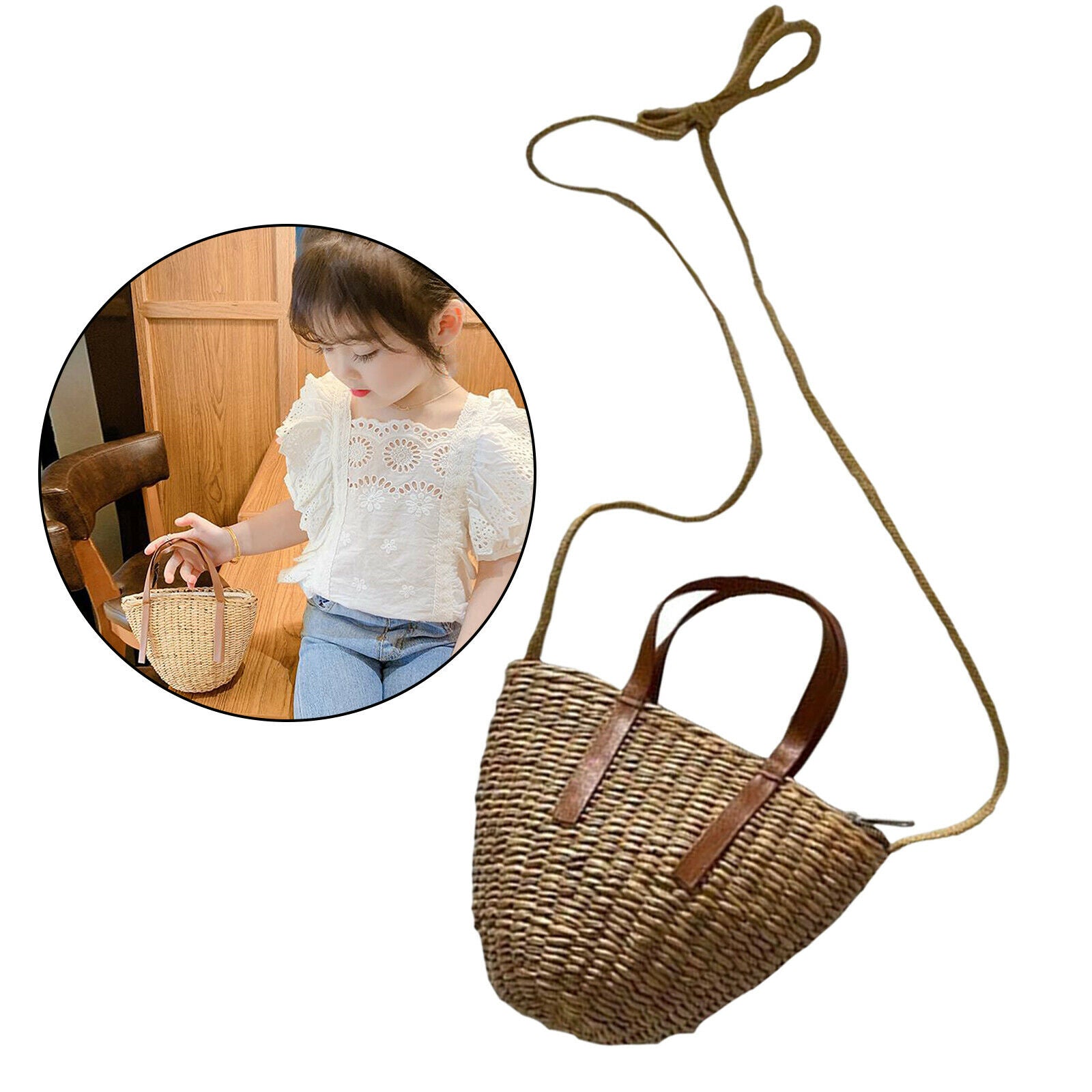 Cute Children's Bicycle Basket with Lid and Shoulder Strap for Boys Girls