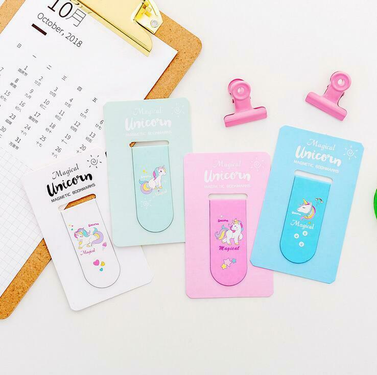 4pcs unicorn Magnetic Bookmarks Student Book Folder Marker school Supplies
