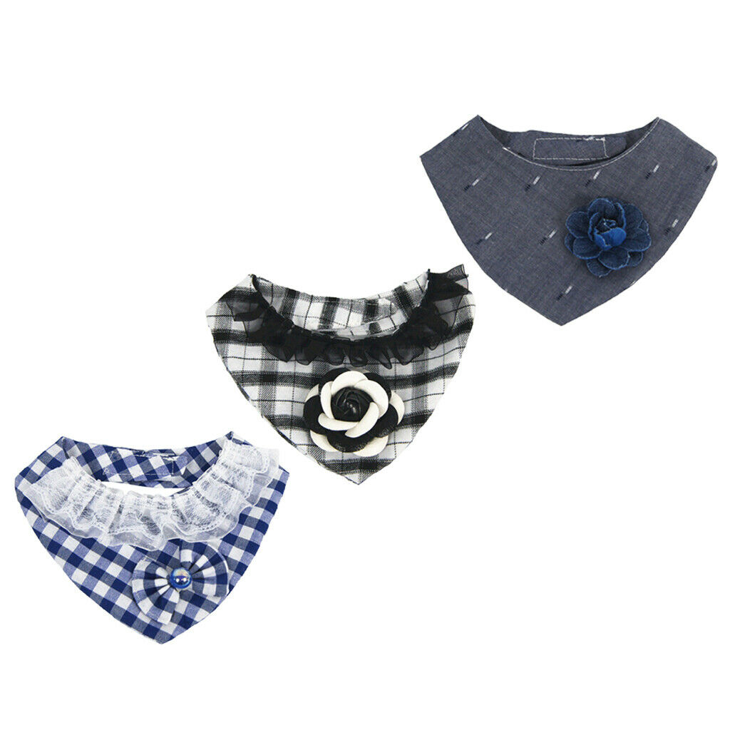 Puppy Bandana Collar, Dog Bandage Scarf with Flower Pet Gift for Party Black