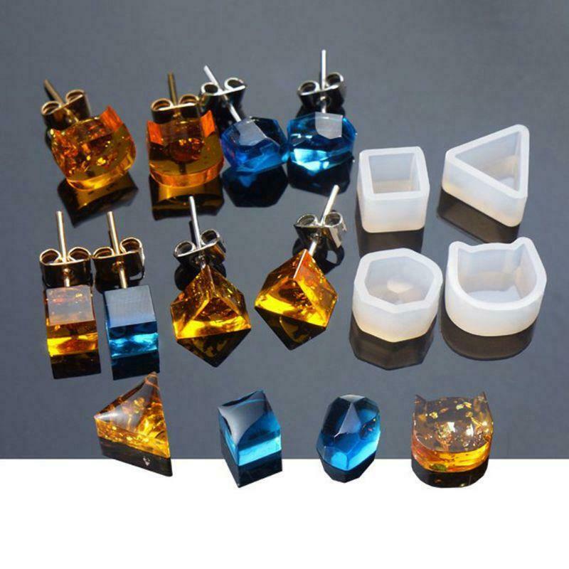 Earrings Epoxy Mold Set DIY Stud Earring Jewelry Making Material Ear Hook
