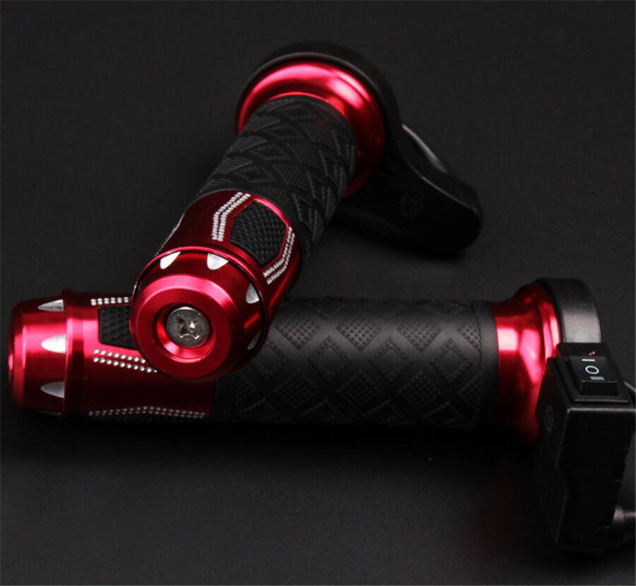1 Pair Motorcycle Electric Heated Handle Grips Temp Adjustable Switch Control