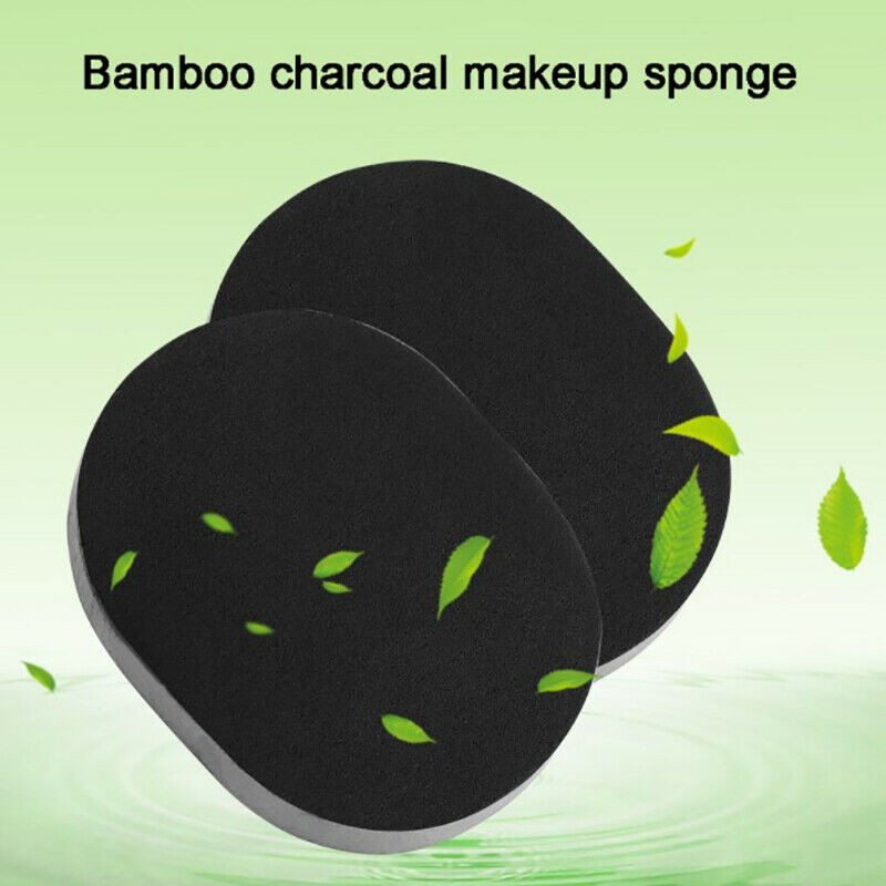 Black Bamboo Charcoal Face Clean Sponge Wood Fiber Face Wash Makeup P Kt