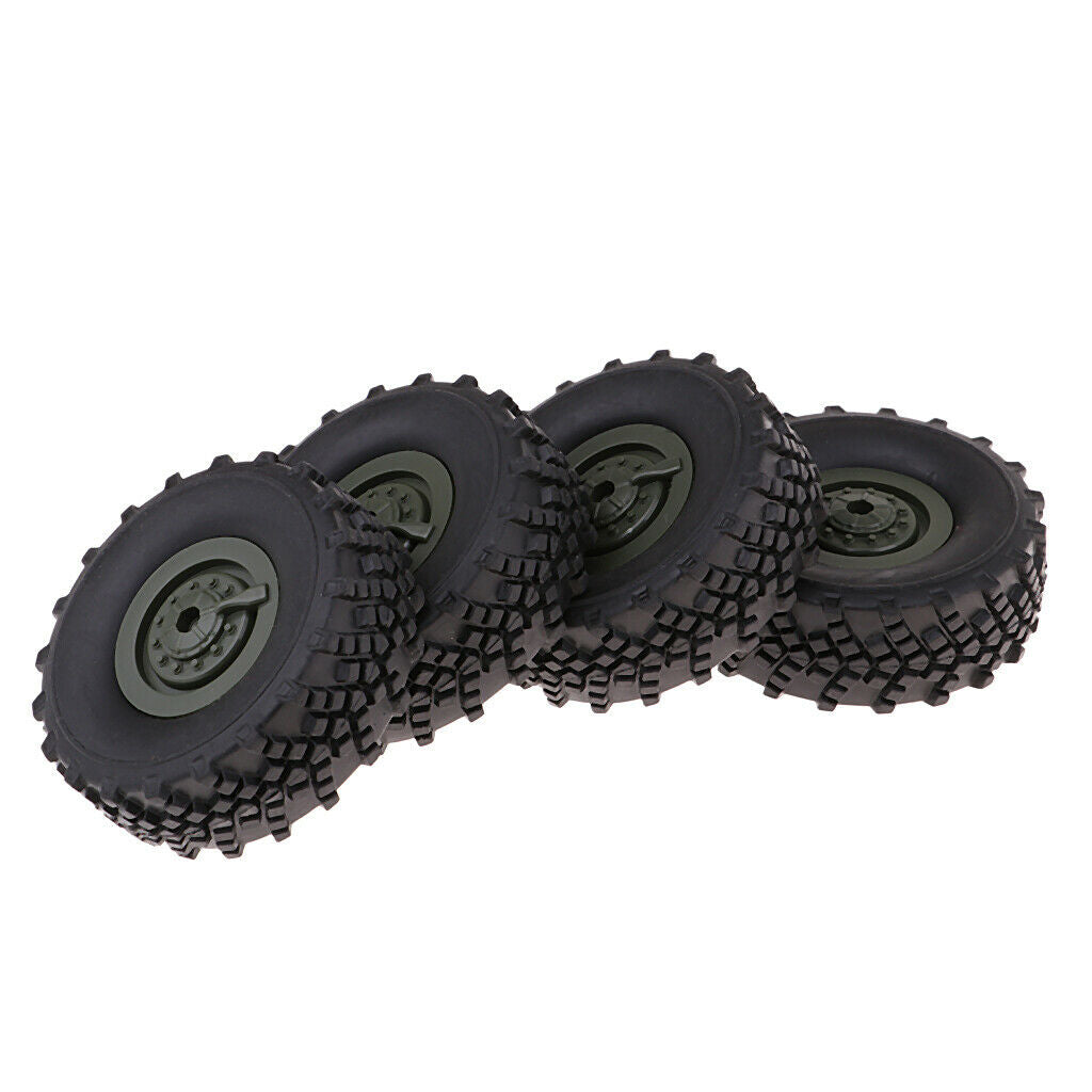 2X 4pcs Rubber Tire Tyres with Wheels for WPL 1/16 Scale Army Truck Spare Parts