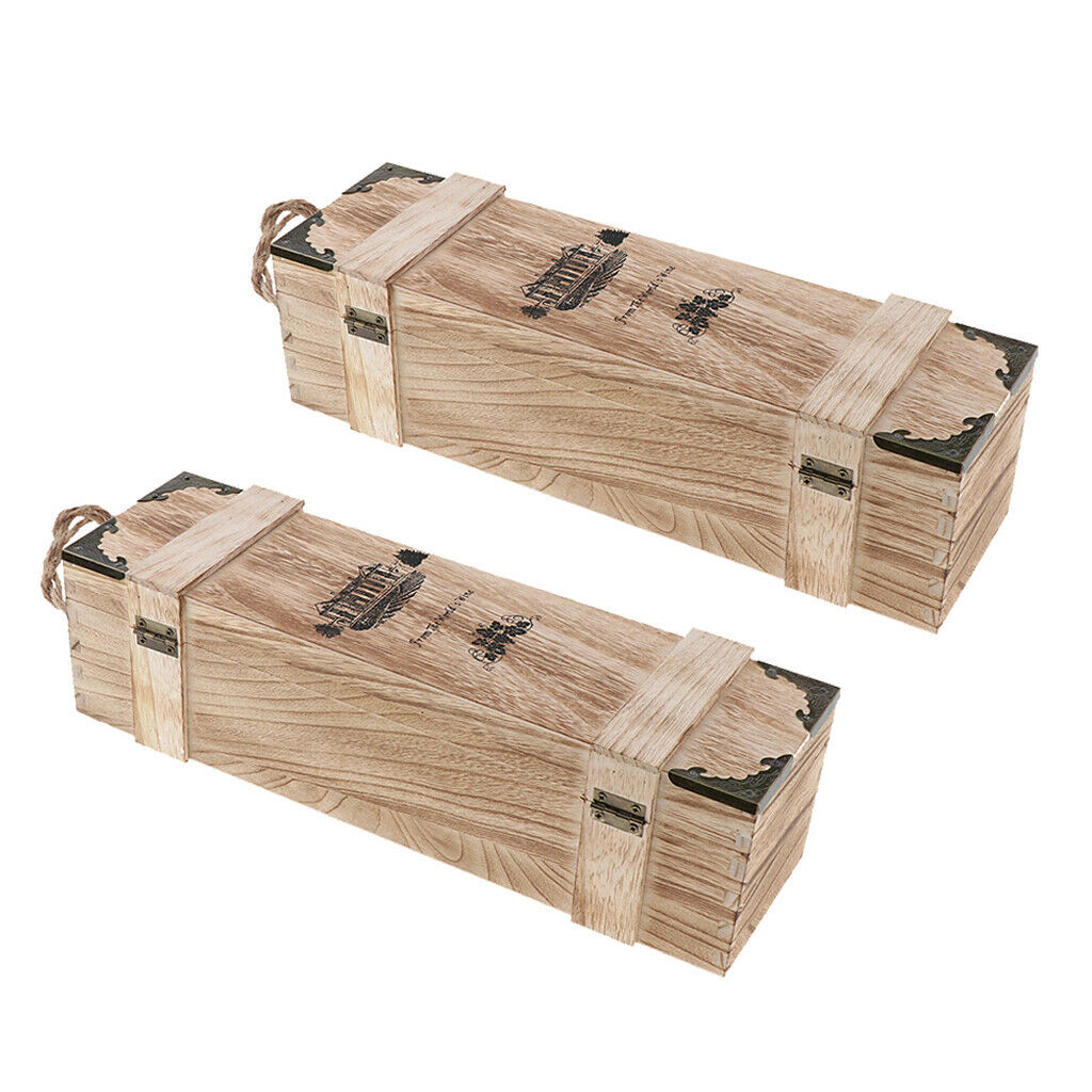 2Pcs Personality Wood Single Wine Box Carrier Best Gift Packaging Case