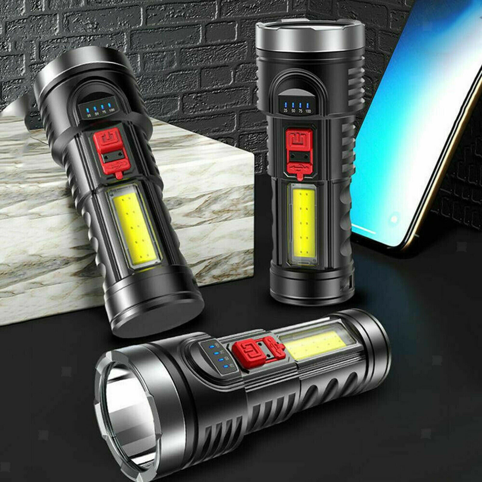 Super Bright LED Torch Flashlight USB Cycling Mountain Lights Lamp Kit