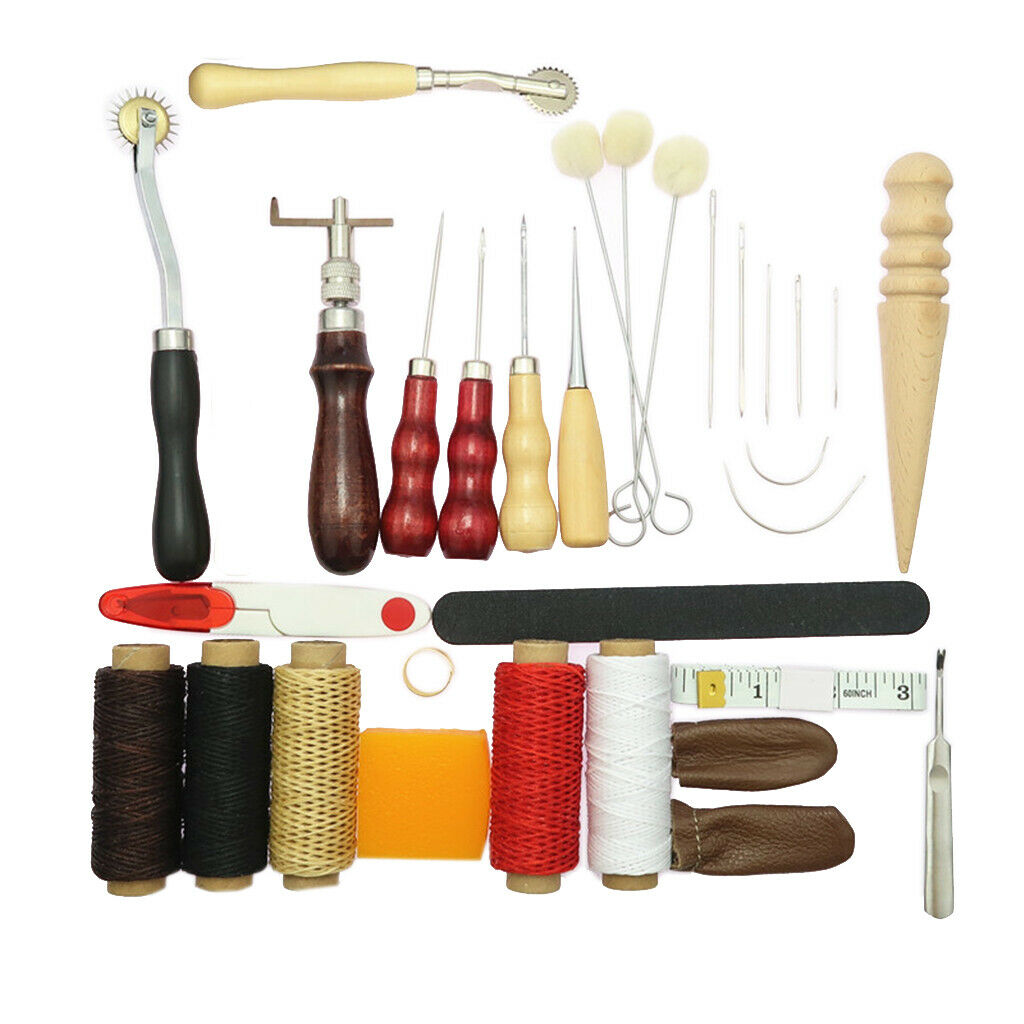 31 piece leather tool DIY hand stitching kit with Groover Awl