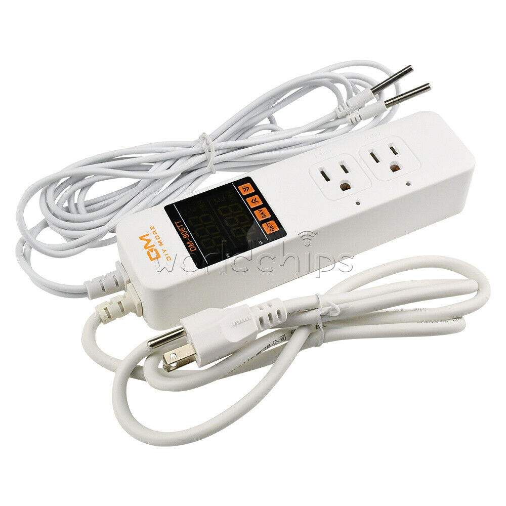 DM-808TT AC85-250V 10A Dual Digital Temperature Controller Control Power Socket