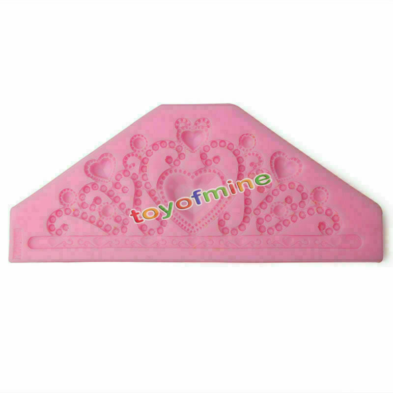 Crown Jewelry Heart Silicone Mould Fondant Bake Cake Decorating Icing Sugar Mold