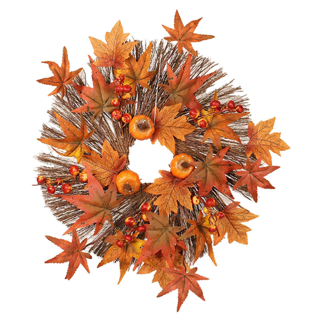 45cm Fall Wreath Pumpkin Berry Garland Door Halloween Thanksgiving Decor