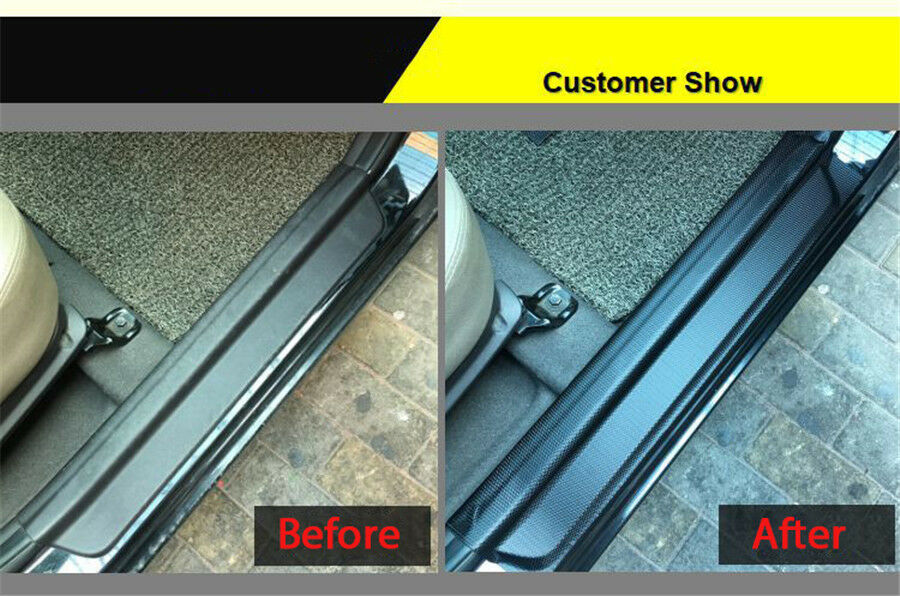 120*50CM Carbon Fiber Leather Car Scuff Plate Door Sill Cover Guard Protector