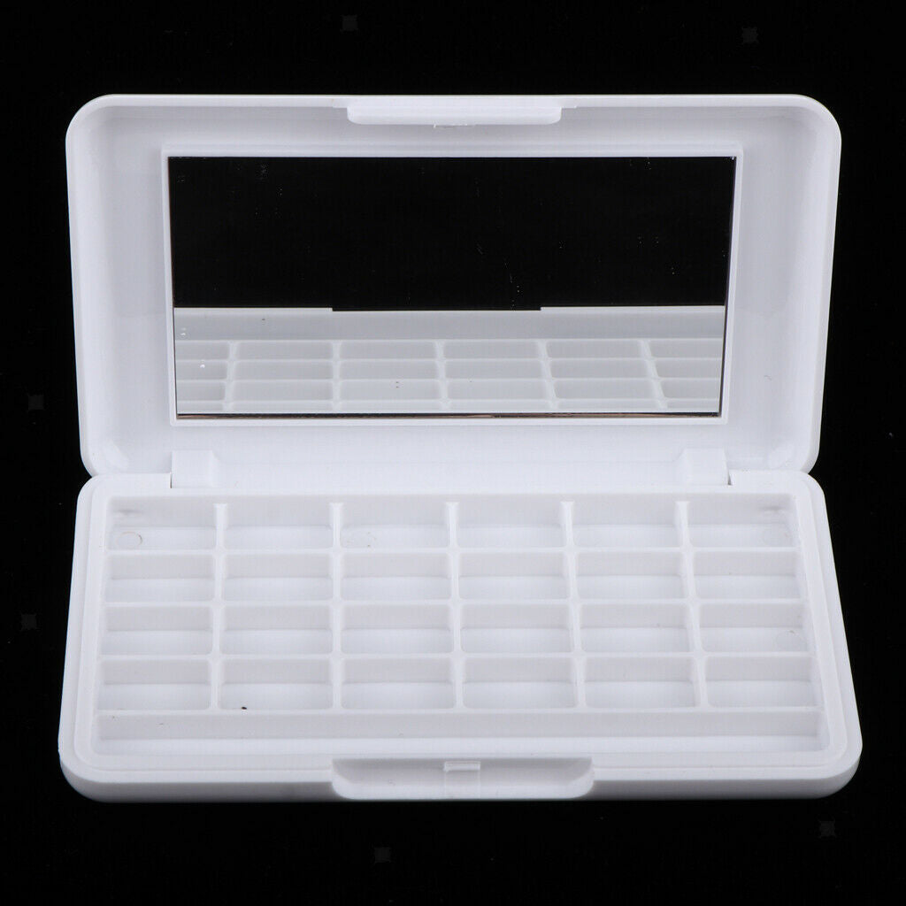 24 Grid Empty Makeup Palette Eyeshadow/Lip Gloss DIY Case w/ Mirror White 2x