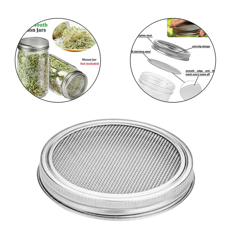 Stainless Steel Mason Jar Sprouting Strainer Lid Cover for Growing Broccoli