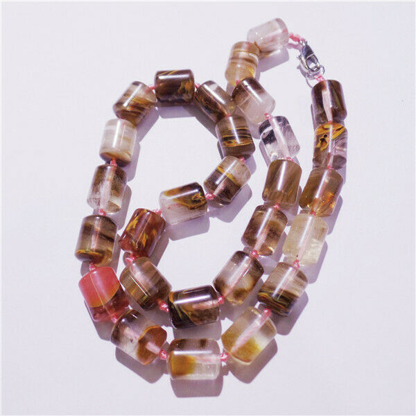 1 Strand 13x10mm Women Brown Fire Cherry Quartz Cylinder Beads Necklace HH9260