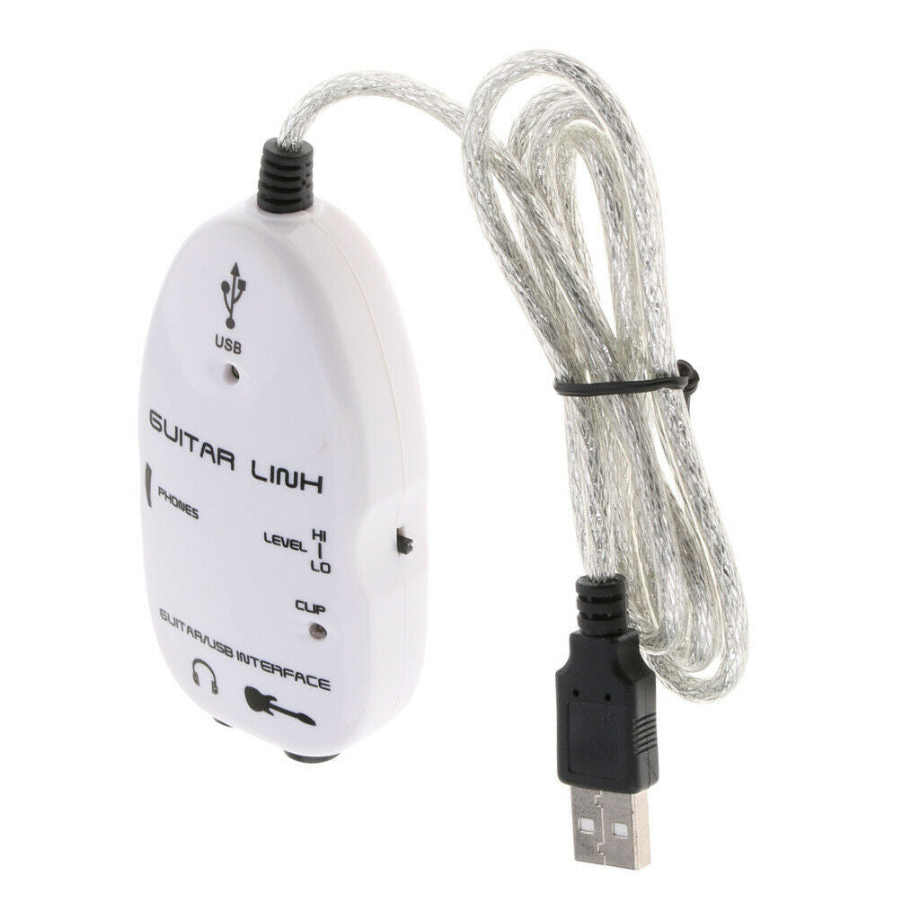 Guitar to USB Link Cable Stereo Headphone Adapter for Instruments Recording