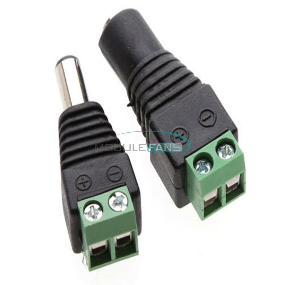 1Pair Male 2.1x5.5mm Female Plug 12V DC Power Jack CCTV Camera Connector Adapter