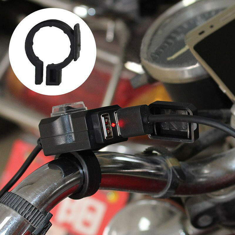 Waterproof Dual USB 12V Motorcycle Handlebar Charger Socket w/ Switch&Mounts GR