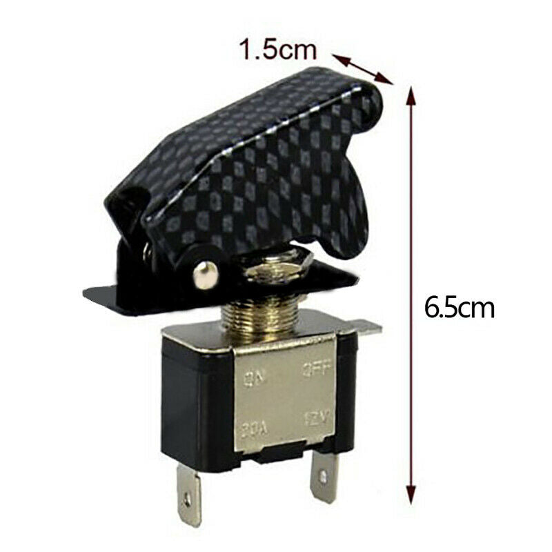 5PCS 20A Car SUV Truck Yacht Carbon Fiber Cover LED Light Rocker Toggle Switch