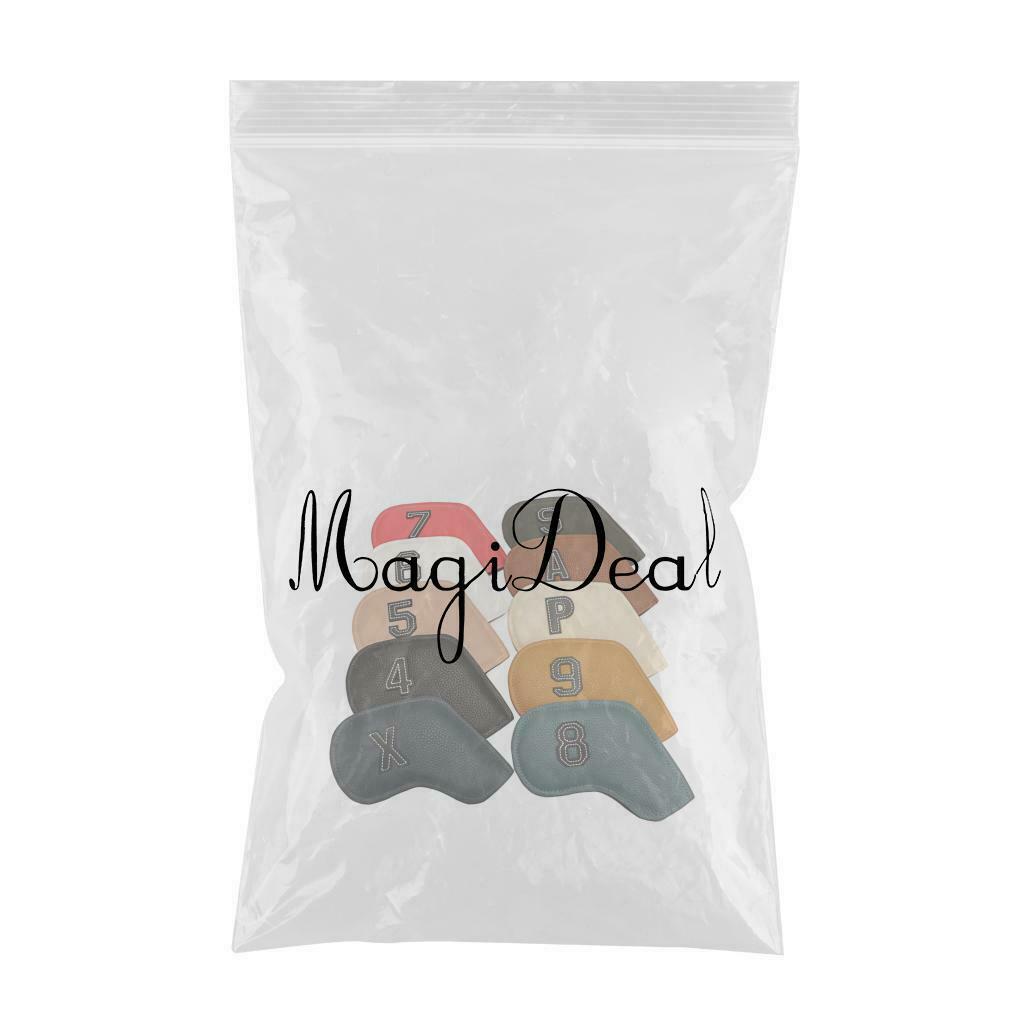 2X 10x Deluxe PU Golf Iron Headcover Set 3-9,P,S,A Club Head Cover Guard Case