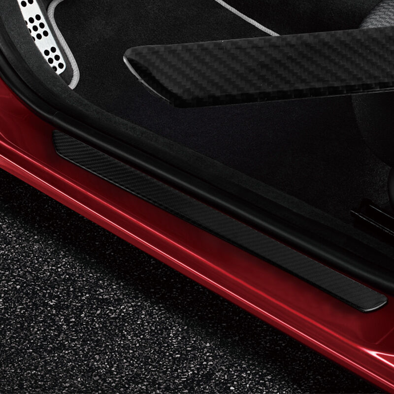 2x Real Carbon Fiber Car Scuff Plate Door Sill Cover Panel Step Protector Guard