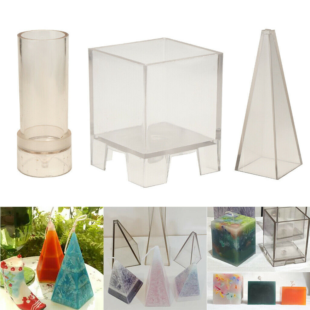 Blesiya 3x DIY Candle Mold Pyramid Square Cylinder Shape Candle Making Mould