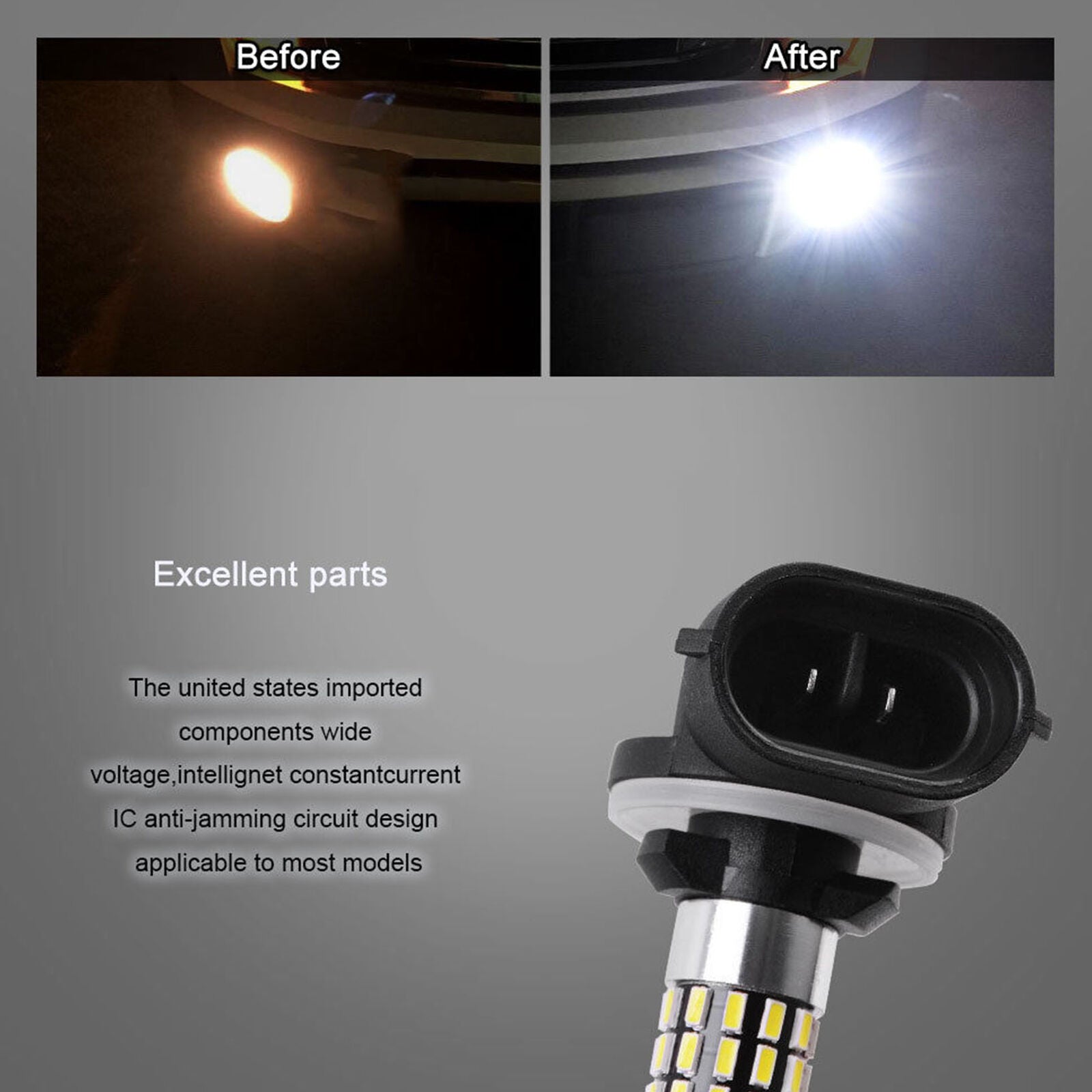 2pcs White 6000K 881 LED Bulb 78SMD 3014 Fog Driving light DRL 862 889 894 New