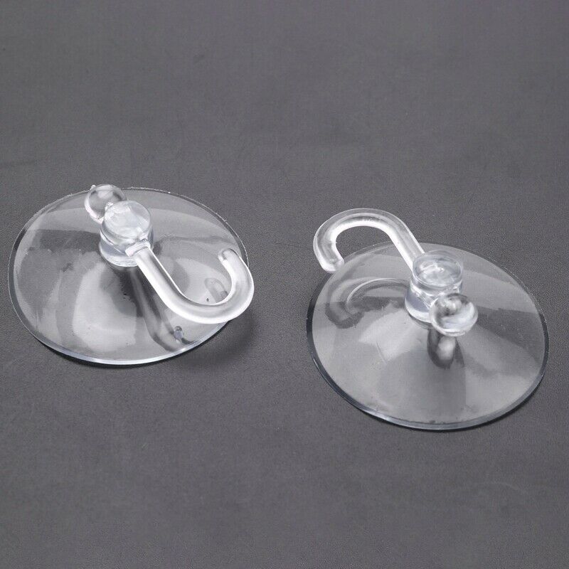 20 X Suction Cups Clear Plastic Cups with Metal Hooks Window Decoration CabineK9