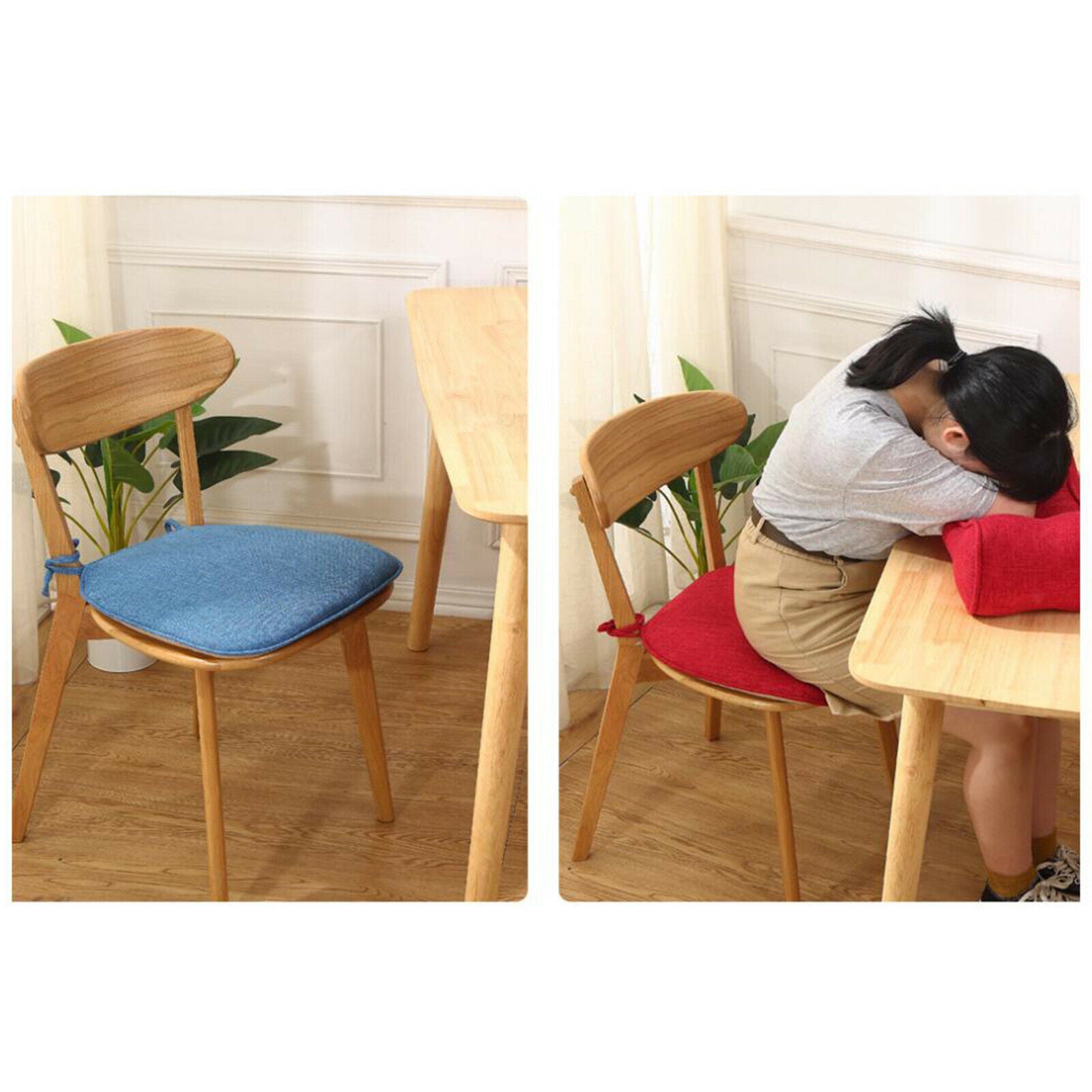 Chair Cushion with Ties Dining Chairs Nonslip Seat Cushion Pad Dark Beige
