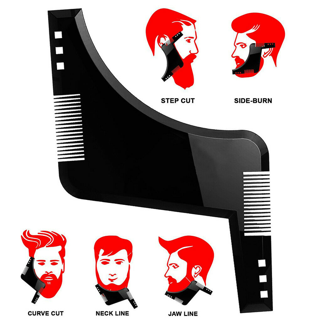 Beard Tool Stencil Symmetry Trimming Beard Comb for Salon Barber Black